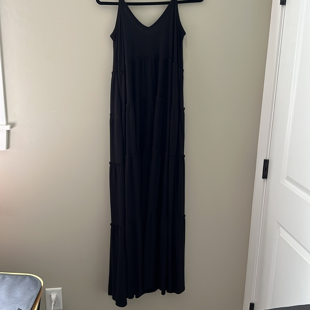 Zenana Womens Black Tiered Maxi Dress Size Small Sleeveless Stretch Boho - Picture 2 of 5
